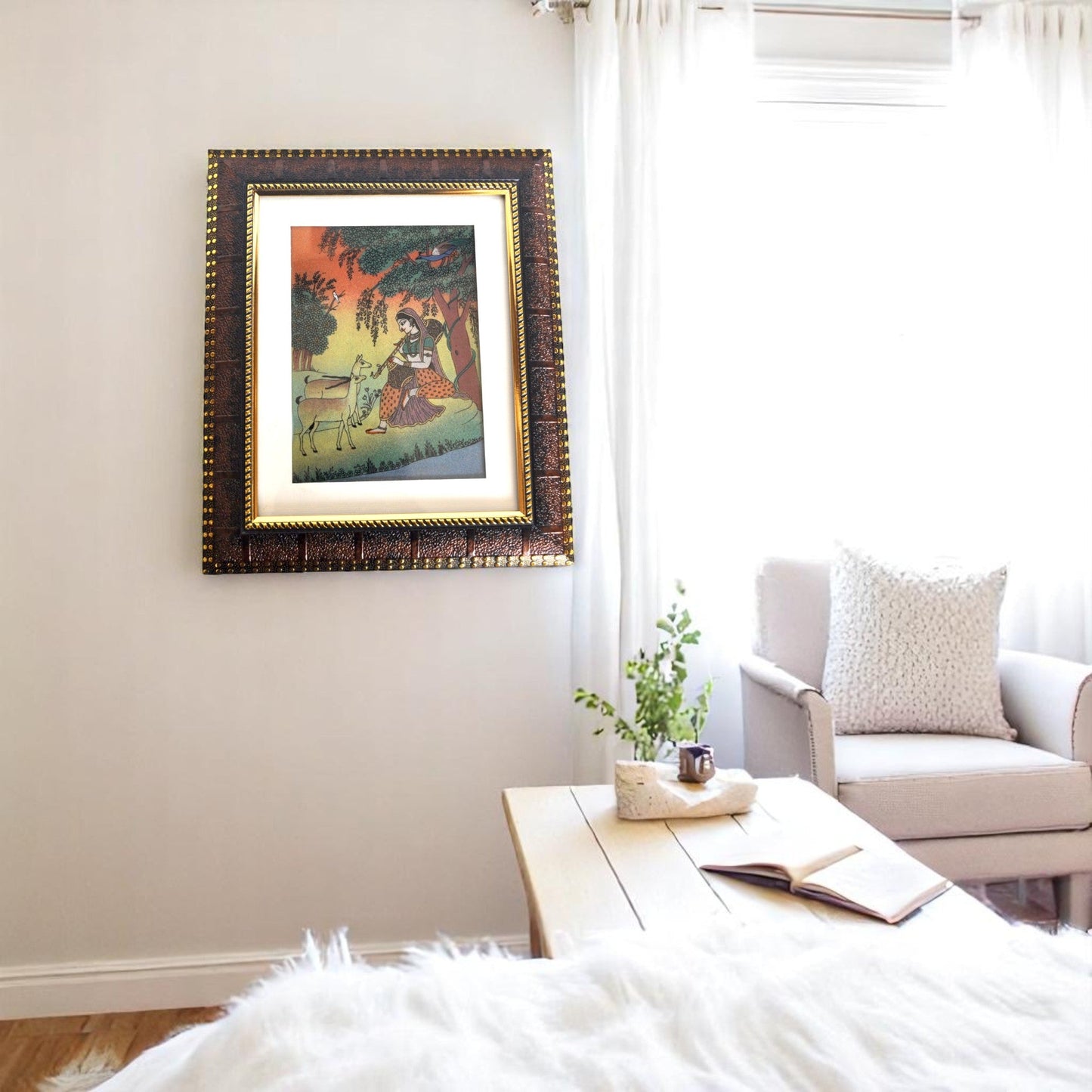 Marble Painting Sitting Deer Wall Henging