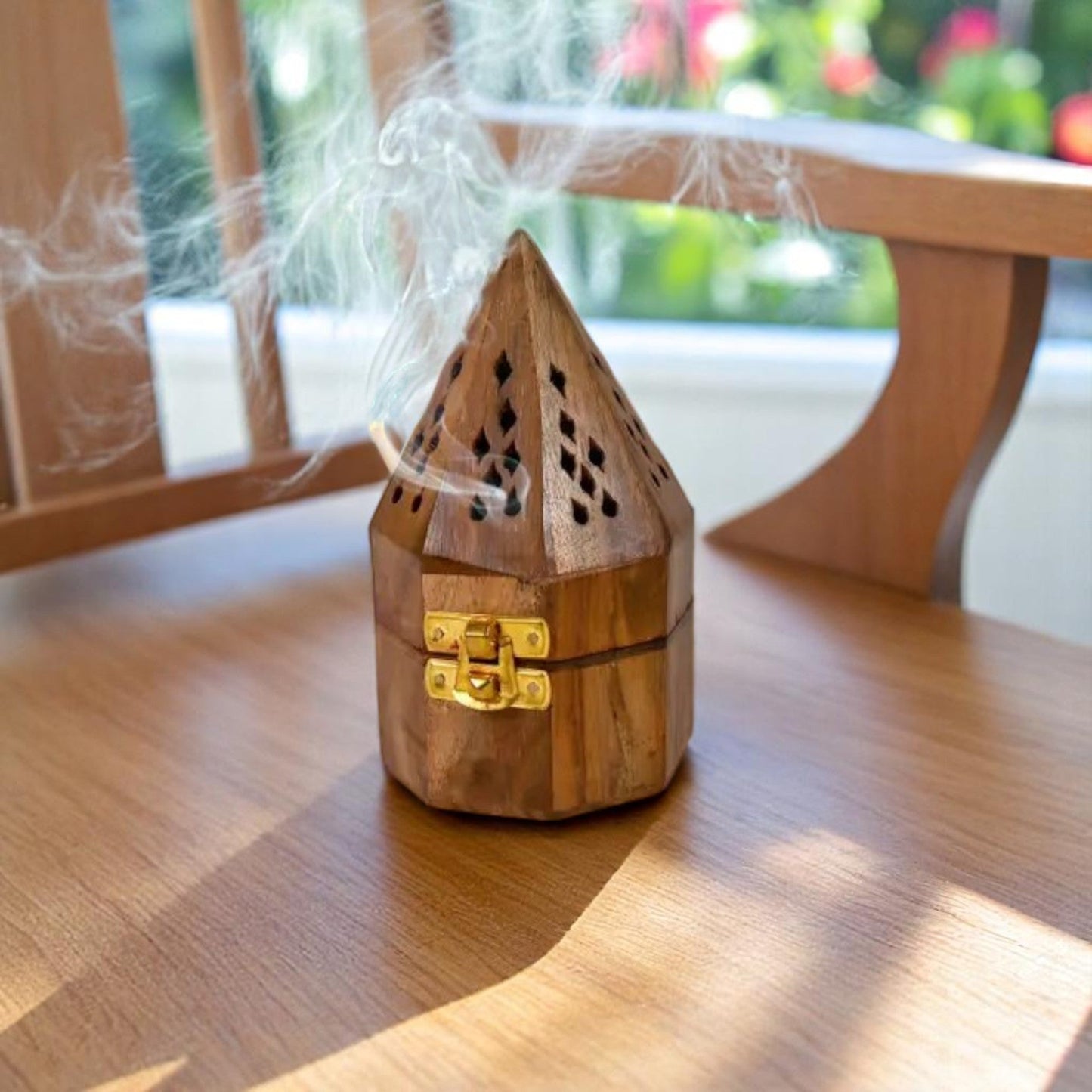 Wooden Dhoop Dani Stand Round Shape Box set of 2 Pc