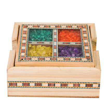 Wooden Gemstone Pine Coaster Set