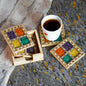 Wooden Gemstone Pine Coaster Set
