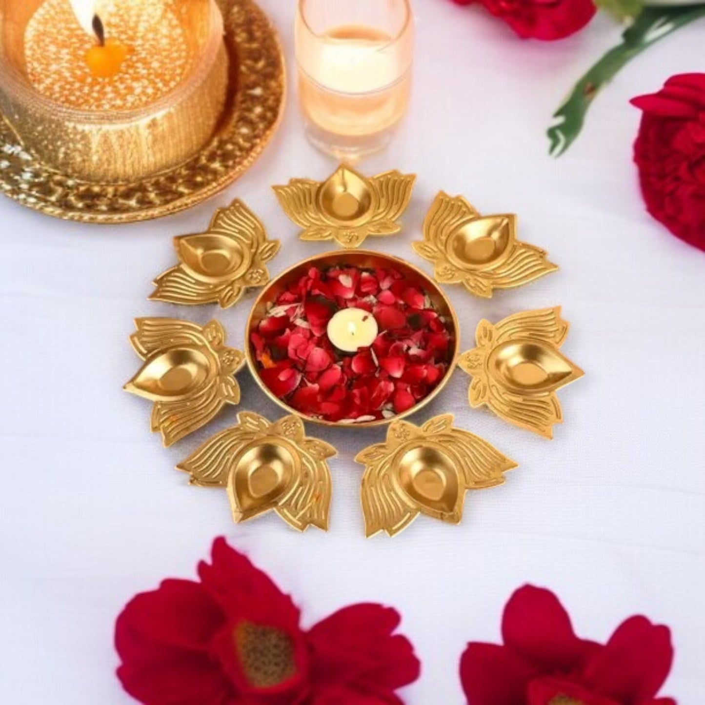 Metal Kamal Diya Urli For Festival Decorative set of 5 pc