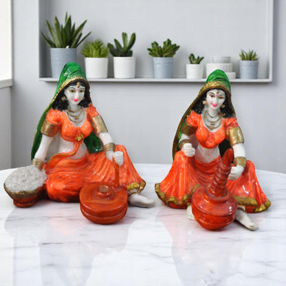 Polyresin Rajasthani Lady pair With Chakki Idol Showpiece
