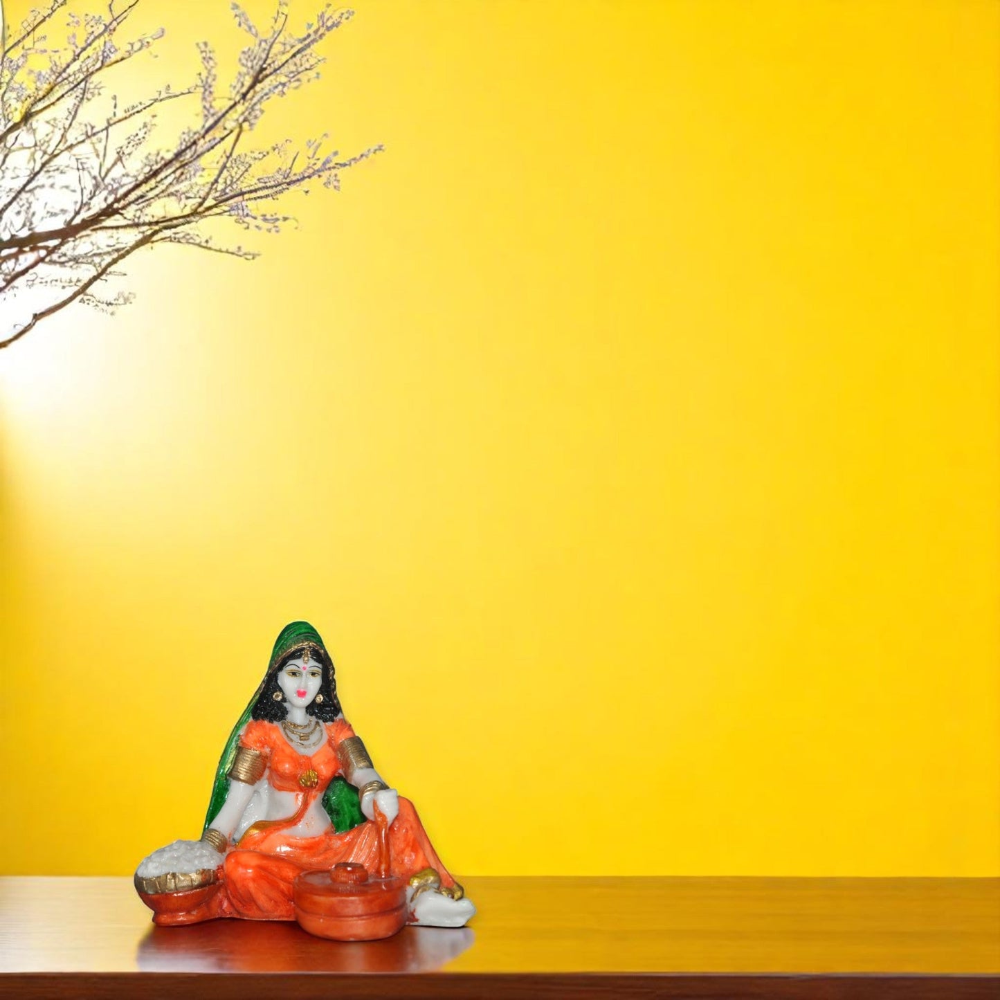 Polyresin Rajasthani Lady pair With Chakki Idol Showpiece