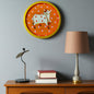 Hand-Painted Cow & Lotus Round Wood Wall Decor