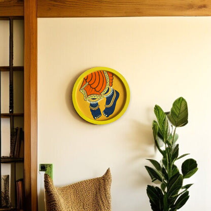 Divine Krishna Feet Hand-Painted Wooden Plate