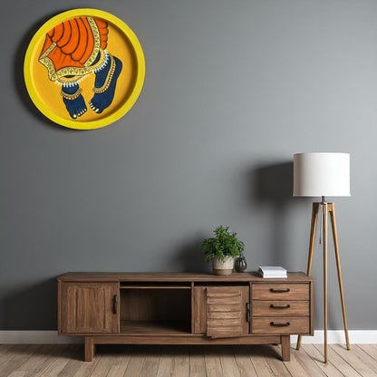 Divine Krishna Feet Hand-Painted Wooden Plate