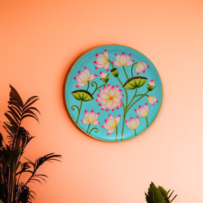 Wooden Hand Painted Round Plates Wall Flower Design