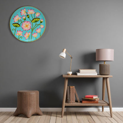 Wooden Hand Painted Round Plates Wall Flower Design