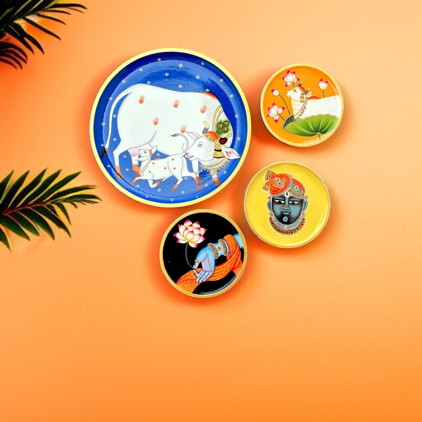 Wooden Hand Painted Wall Plates Home Décor