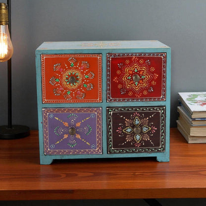 Wooden Hand Painted Drawer Storage Box-Mandala Bloom