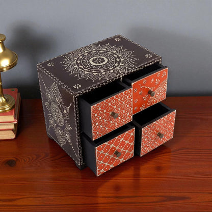 Wooden Hand Painted Drawer Storage Box-Mandala Chakra Design