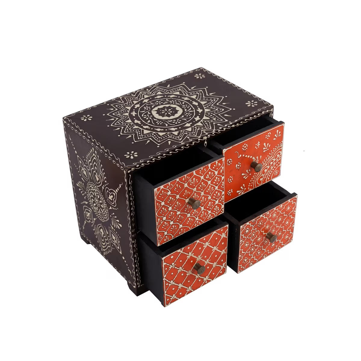 Wooden Hand Painted Drawer Storage Box-Mandala Chakra Design
