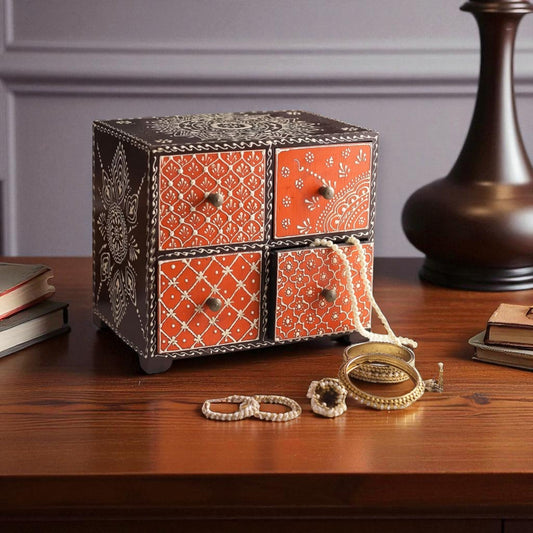 Wooden Hand Painted Drawer Storage Box-Mandala Chakra Design