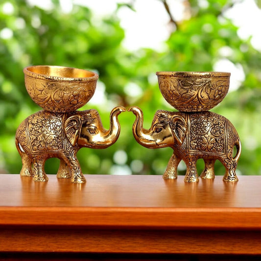 Metal Elephant Dry Fruit Bowl Set