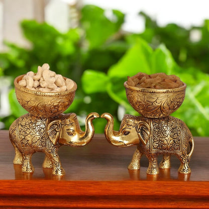 Metal Elephant Dry Fruit Bowl Set