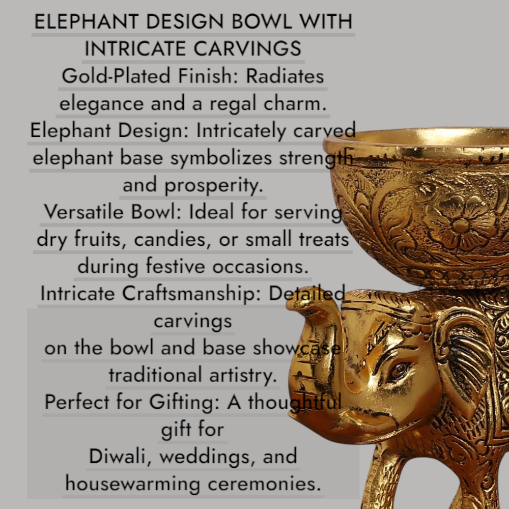 Metal Elephant Dry Fruit Bowl Set