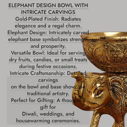 Metal Elephant Dry Fruit Bowl Set