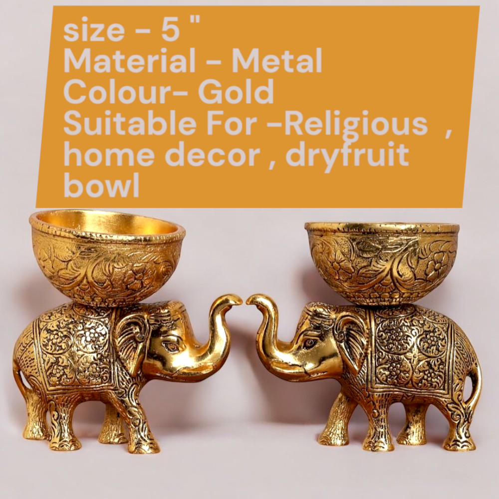 Metal Elephant Dry Fruit Bowl Set