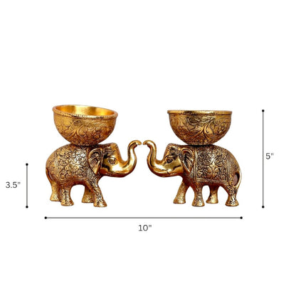 Metal Elephant Dry Fruit Bowl Set