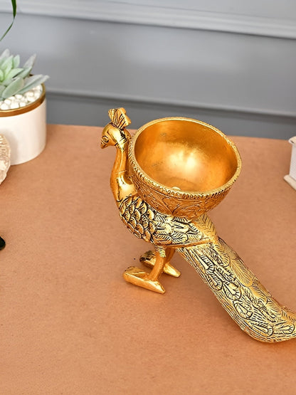 Metal Peacock Dry Fruit Bowl Set