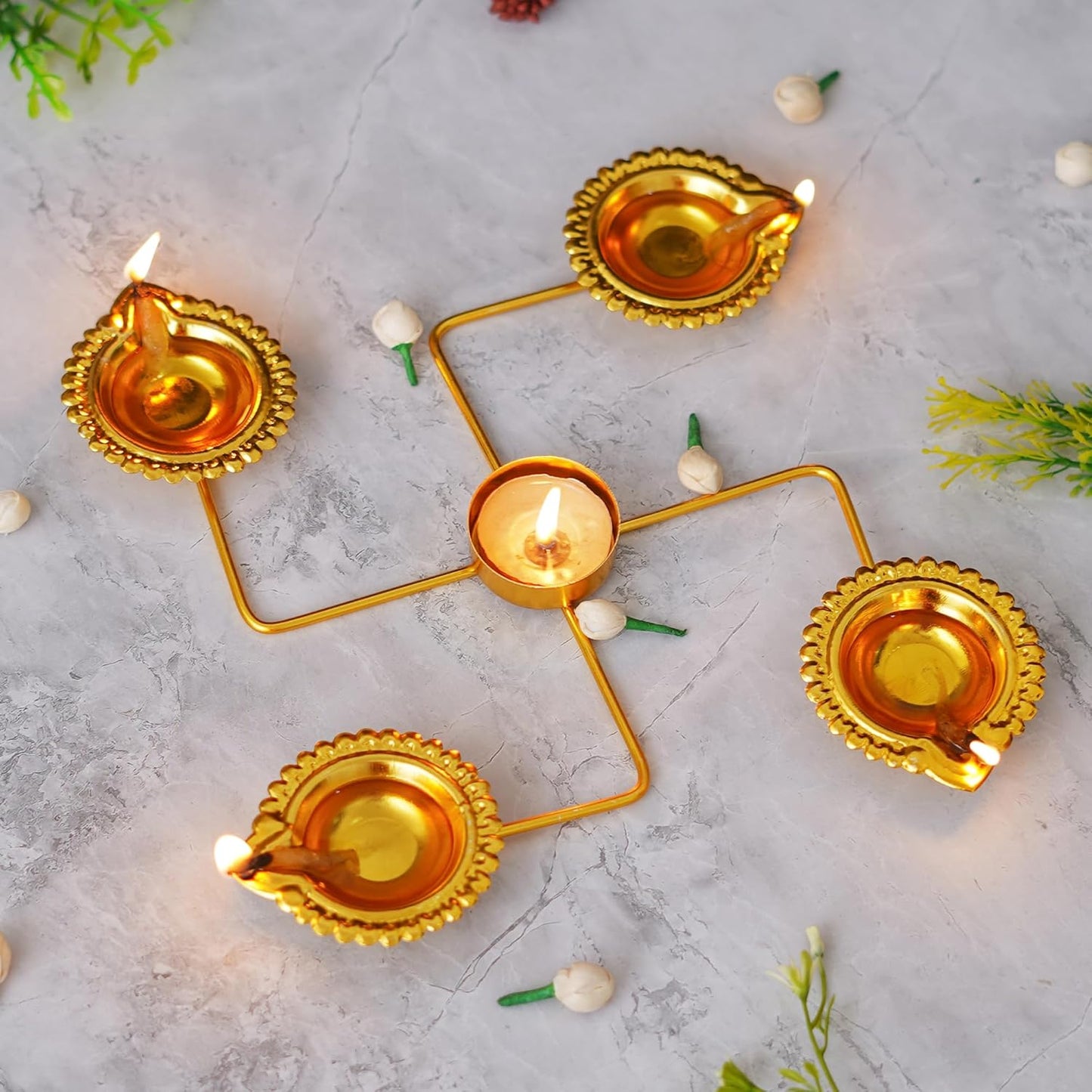 Diwali Antique Swastik Brass Diya