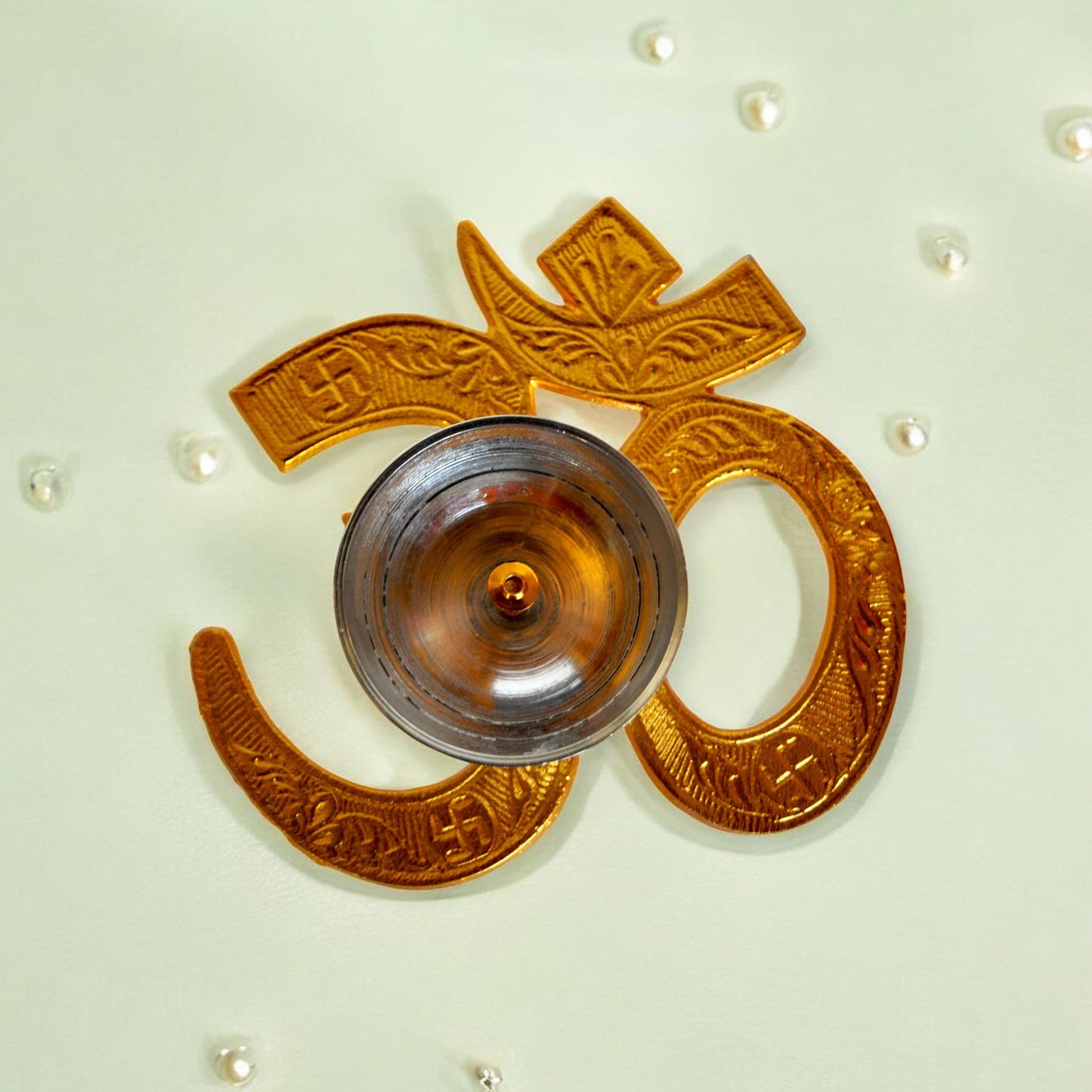 Brass Gold Silver Plated Om Diya With Velvet Box