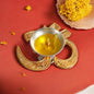 Brass Gold Silver Plated Om Diya With Velvet Box