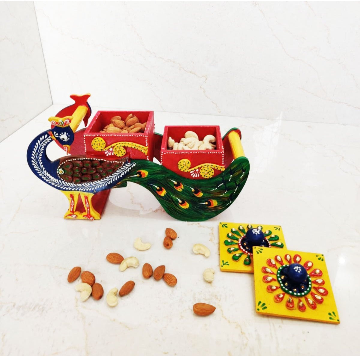 Wooden Peacock Dry Fruit Shape Box 2