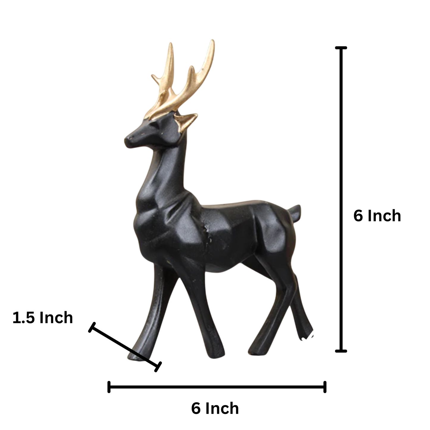 Polyresin Deer Black Showpiece Decorative Figurine