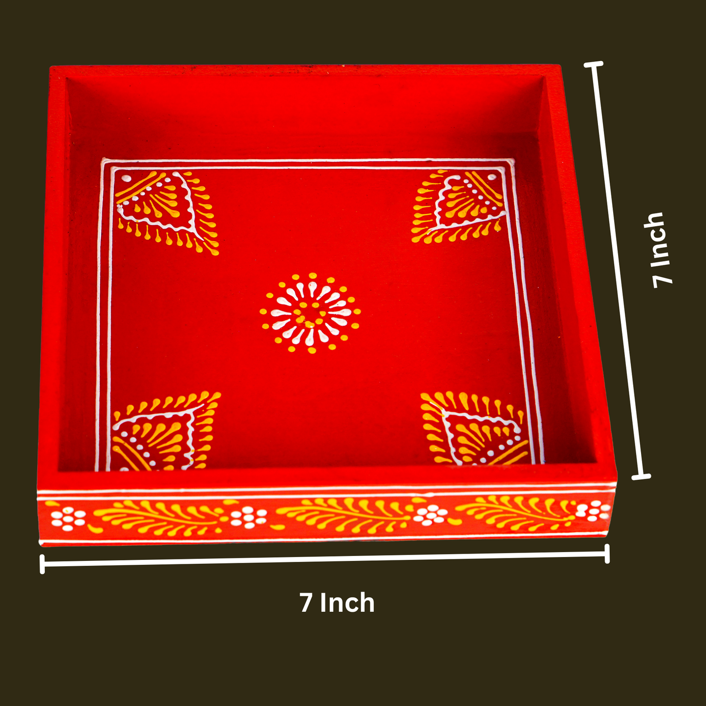 Revolving Dryfruit Art Decorative Serving Tray - Multicolour