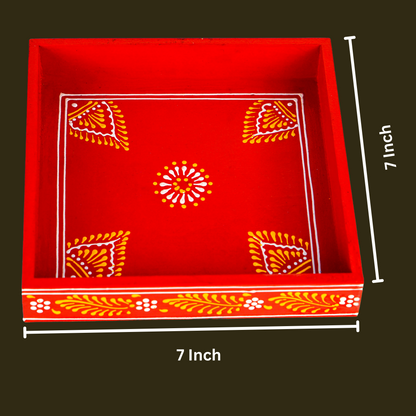 Revolving Dryfruit Art Decorative Serving Tray - Multicolour