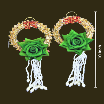 Shubh Labh Rose Flower Wall Hanging set of 4 pc