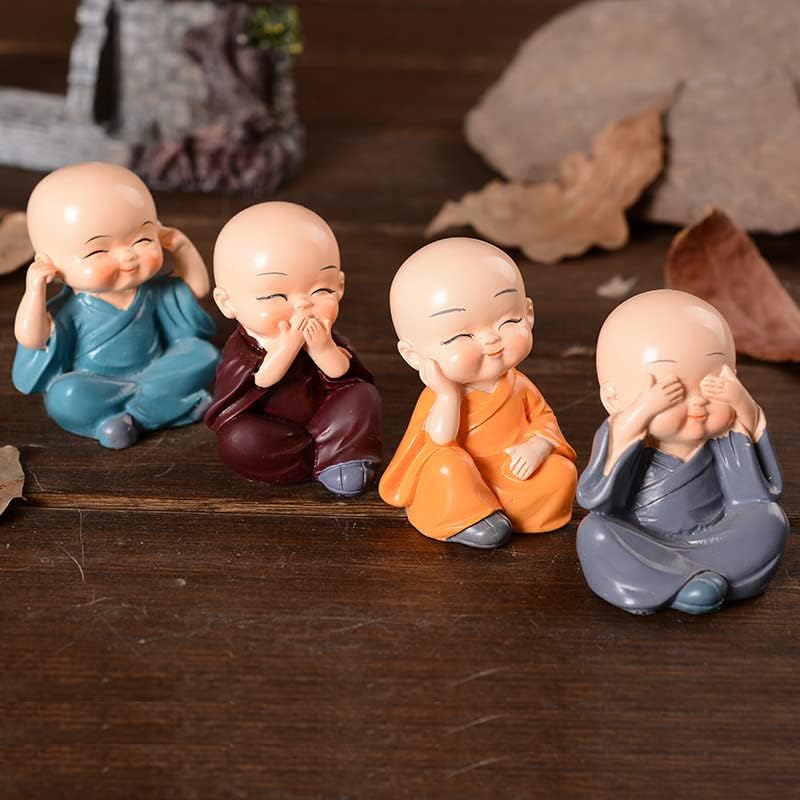 Polyresin Baby Monk Buddha Serene Figurine Showpiece Set Of - 4 pcs