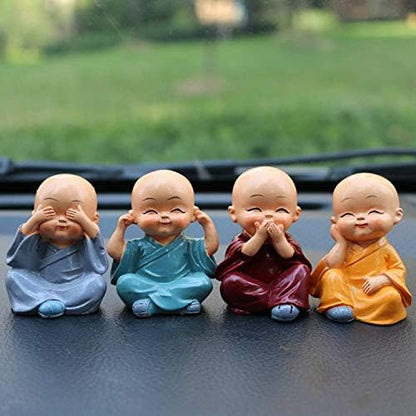Polyresin Baby Monk Buddha Serene Figurine Showpiece Set Of - 4 pcs