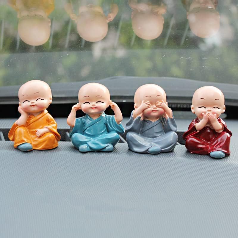 Polyresin Baby Monk Buddha Serene Figurine Showpiece Set Of - 4 pcs