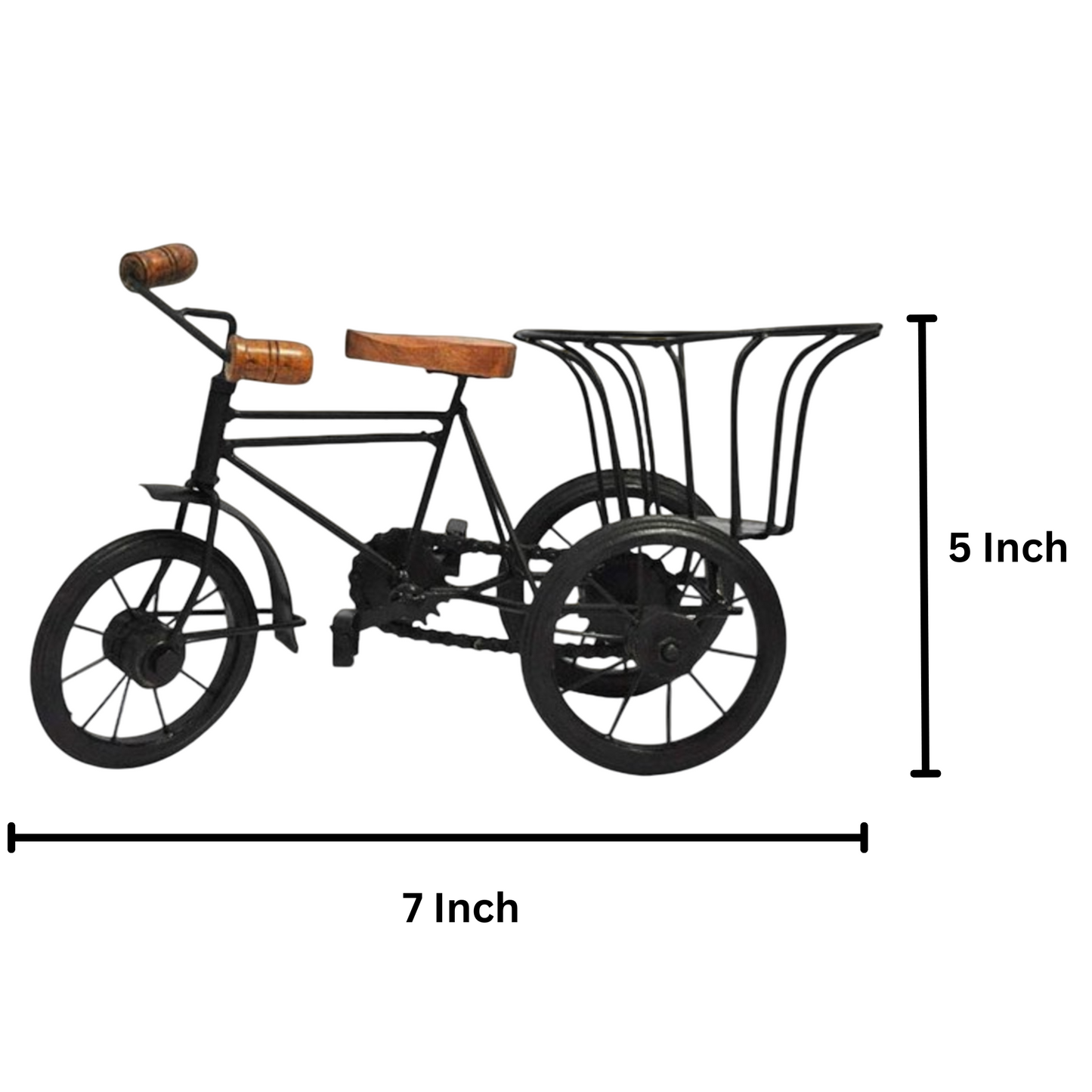 Wood And Iron Cycle Rickshaw Table Top Showpiece