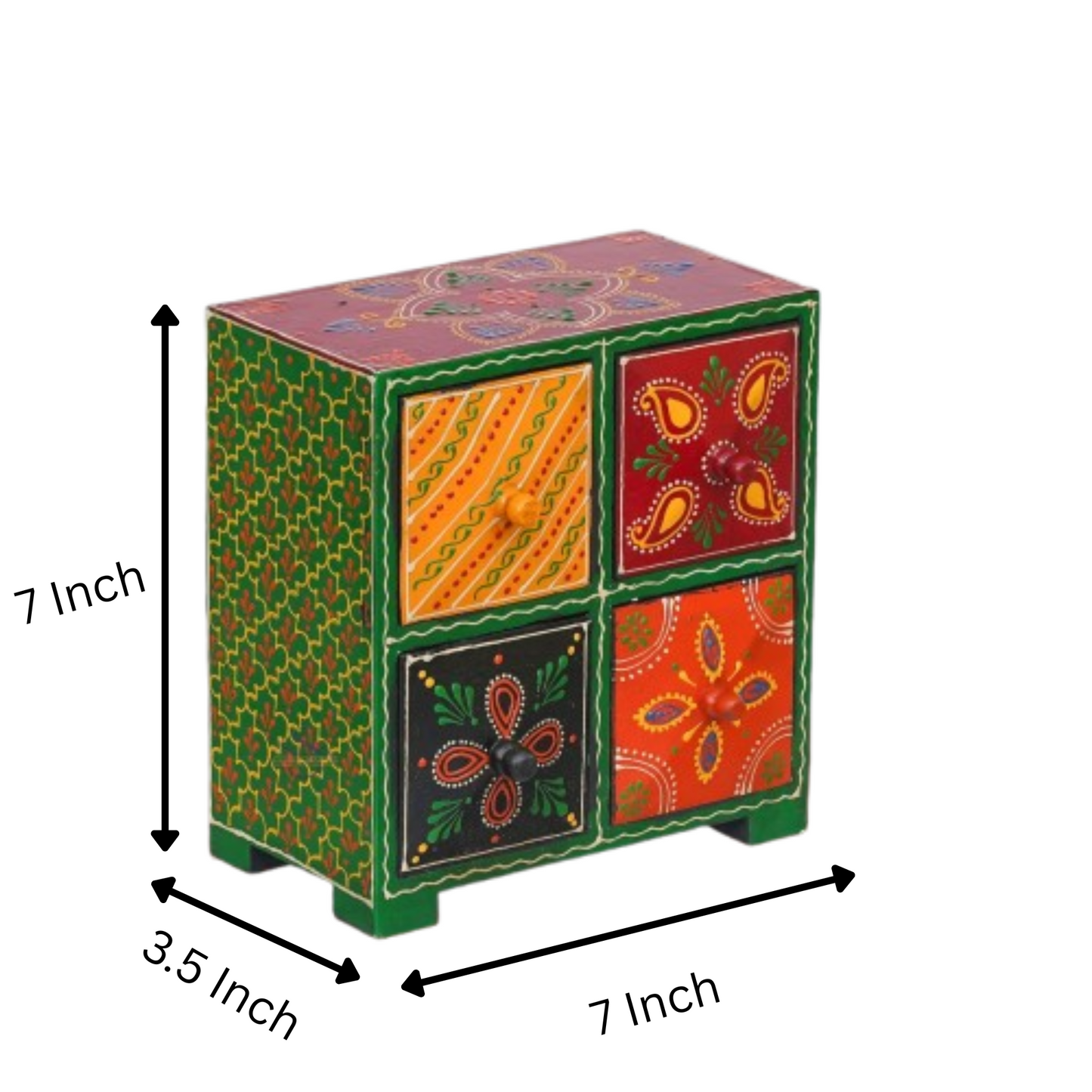 Wooden Hand Painted Drawer Storage Box-Diya Glow Design