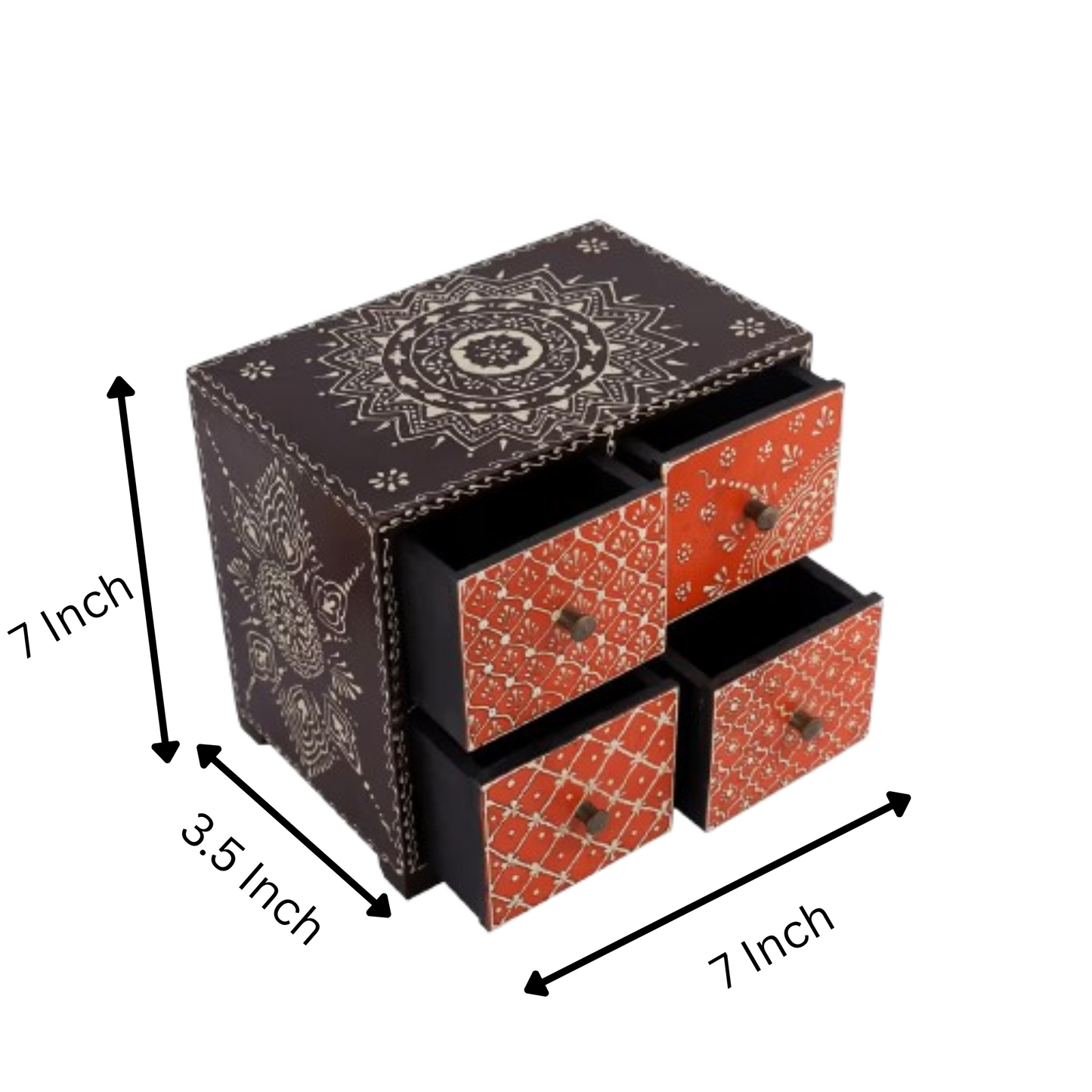 Wooden Hand Painted Drawer Storage Box-Mandala Chakra Design