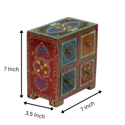 Wooden Hand Painted Drawer Storage Box-Mor Pankh Mandala