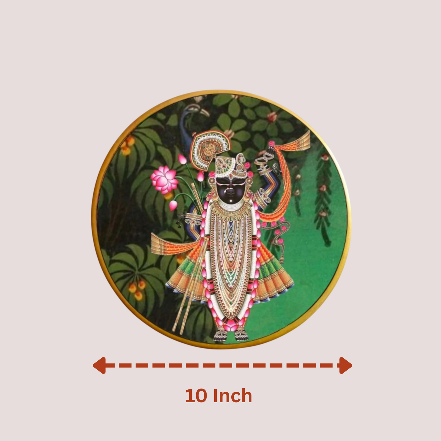 Wooden Hand Painted Round Plates Wall Shreenath Ji Design