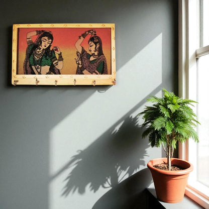 Wooden Key Holder Box with 6 Hooks 8x4