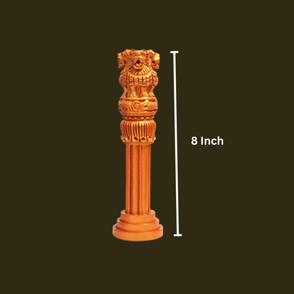 Wooden Antique Ashoka Stambh Pillar Showpiece In Bronze