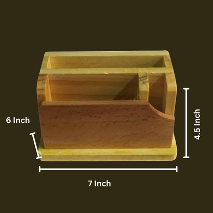 Wooden Desk Pen Holder Campartmen Set of 50