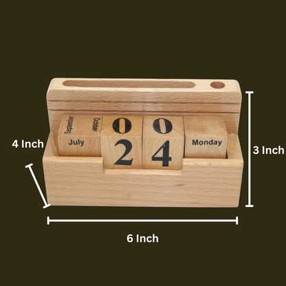 Wooden Desk Pen Holder With Calender Set of 50