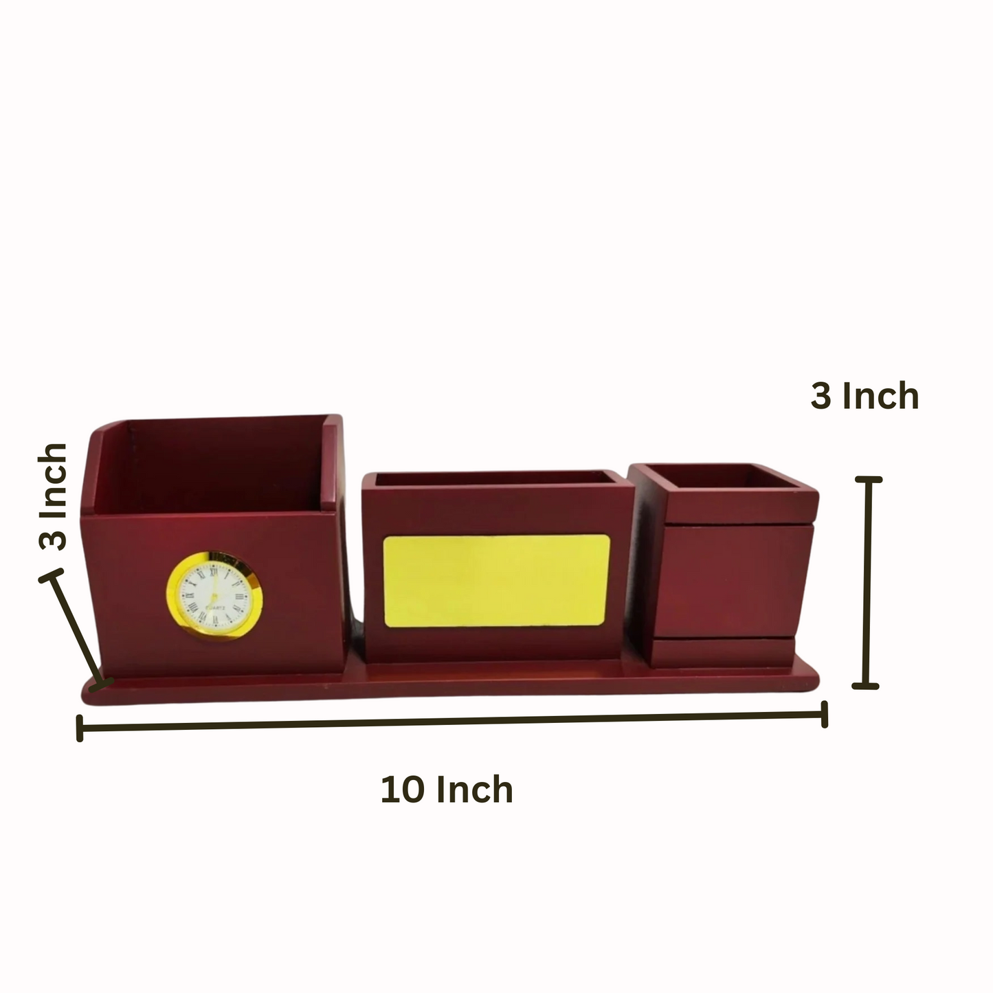 Wooden Desk Pen Holder With Clock Set of 30