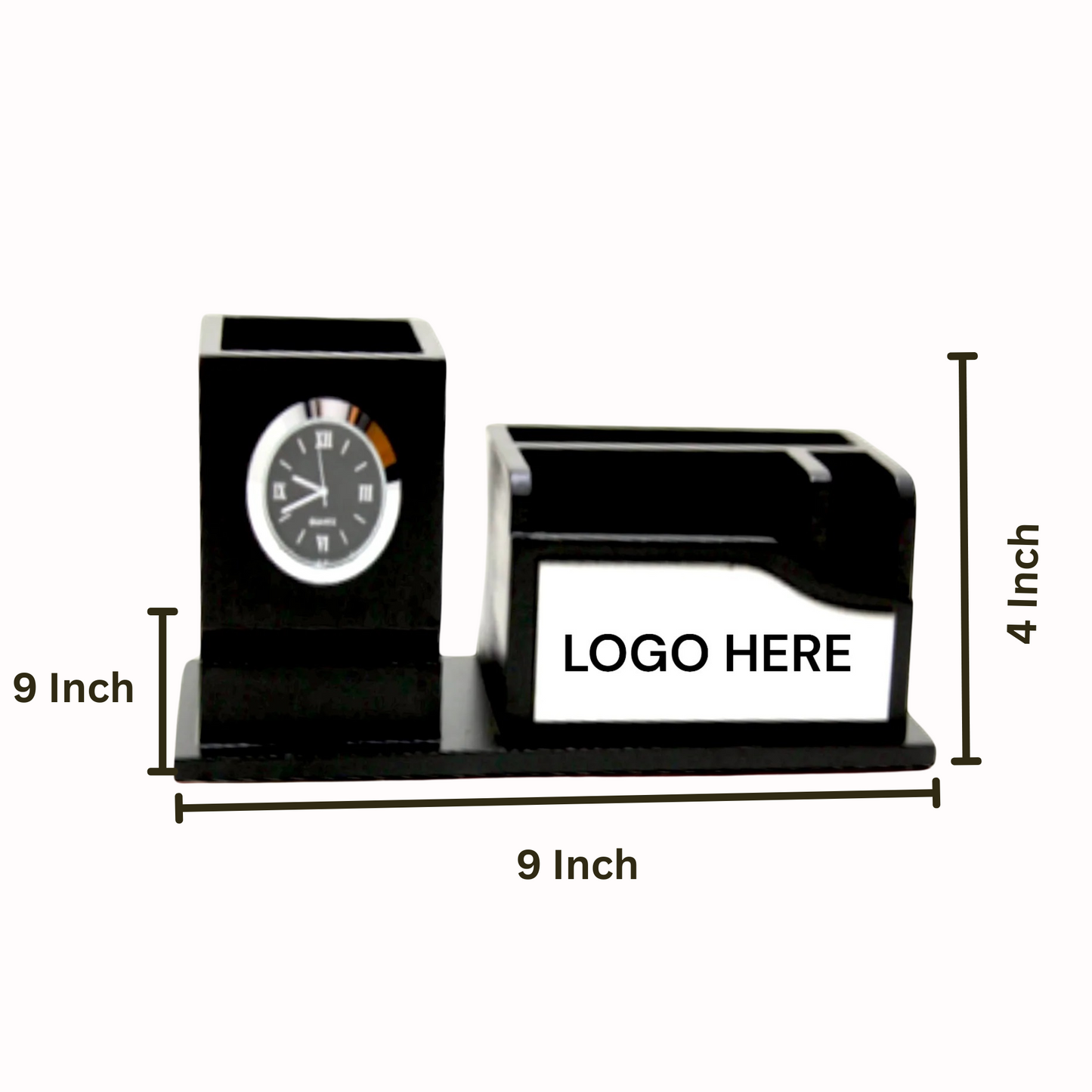 Wooden Desk Pen Holder With Clock Set of 50