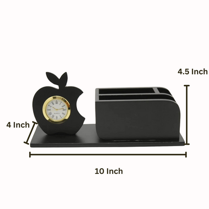 Wooden Desk Pen Holder With Clock Set of 50