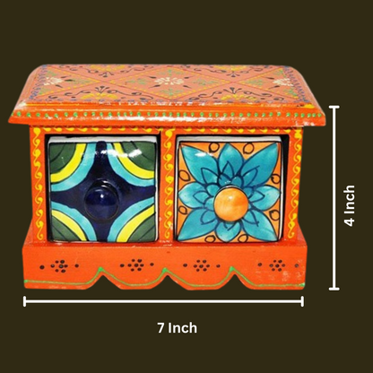 Wooden Dryfruits And Two Drawer Box