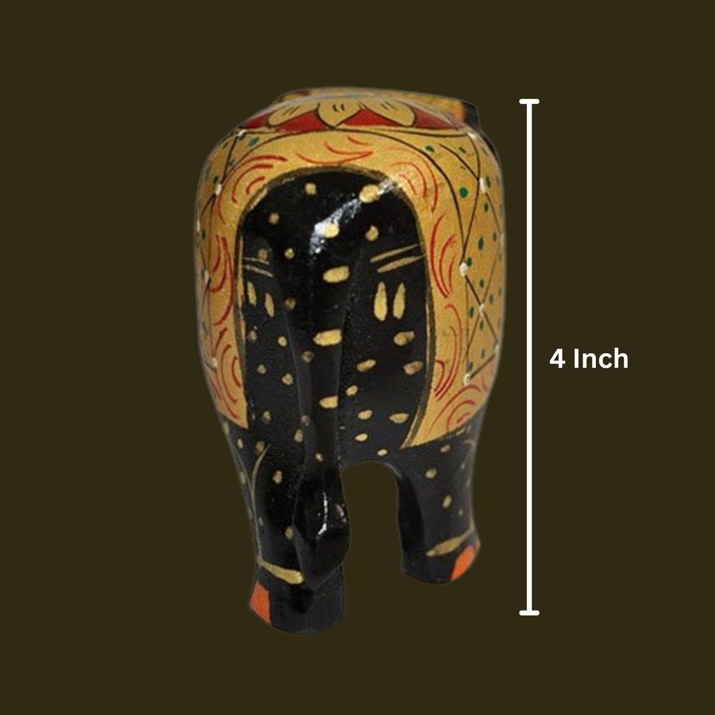 Wooden Elephant Antique Painting Showpiece Set Of 5