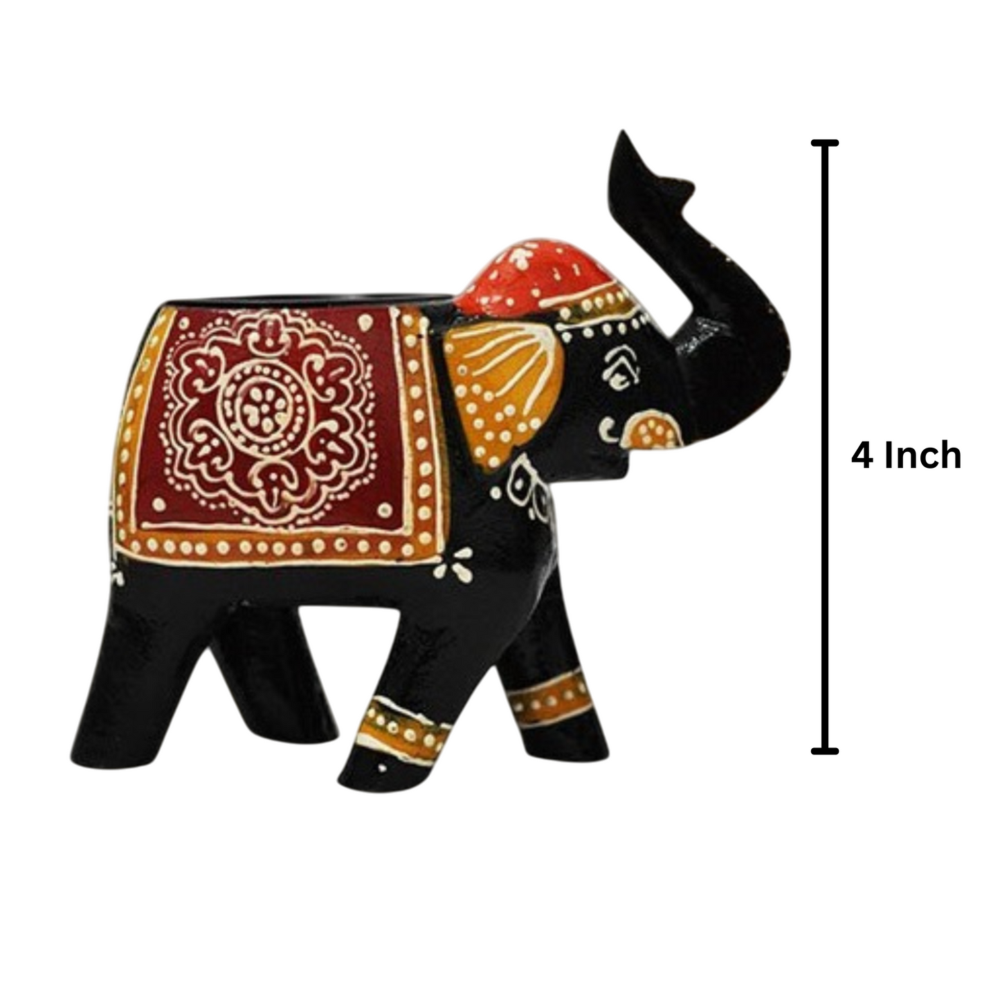 Wooden Elephant Tea Light Candle Holder Decor set of 2 pc